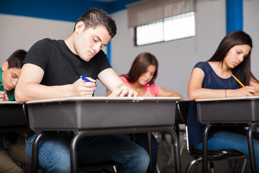 students studying for a test